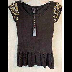 Eye Candy Black Top With Sequins